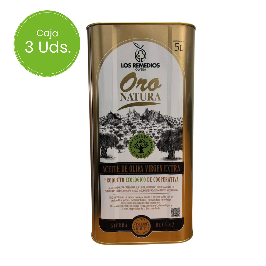 Aceite de Oliva Virgen Extra Oro Natura Ecológico Lata de 5L - Caja 3 Uds.