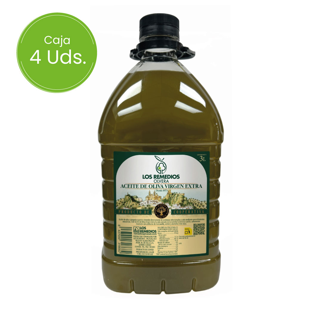 Aceite de Oliva Virgen Extra Los Remedios PET 3L – Caja 4 Uds.