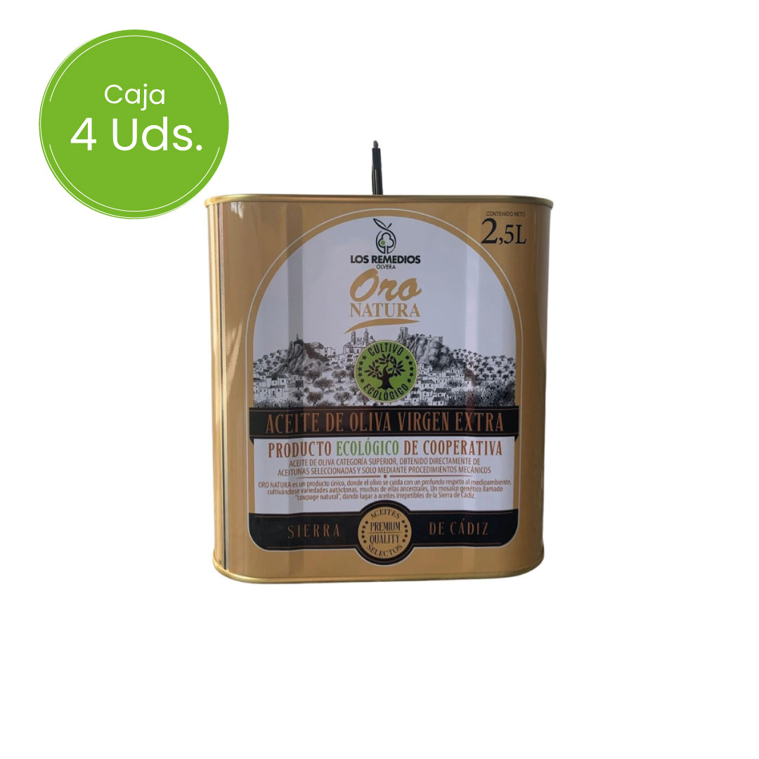 Aceite de Oliva Virgen Extra Oro Natura Ecológico Lata 2,5L – Caja 4 Uds.