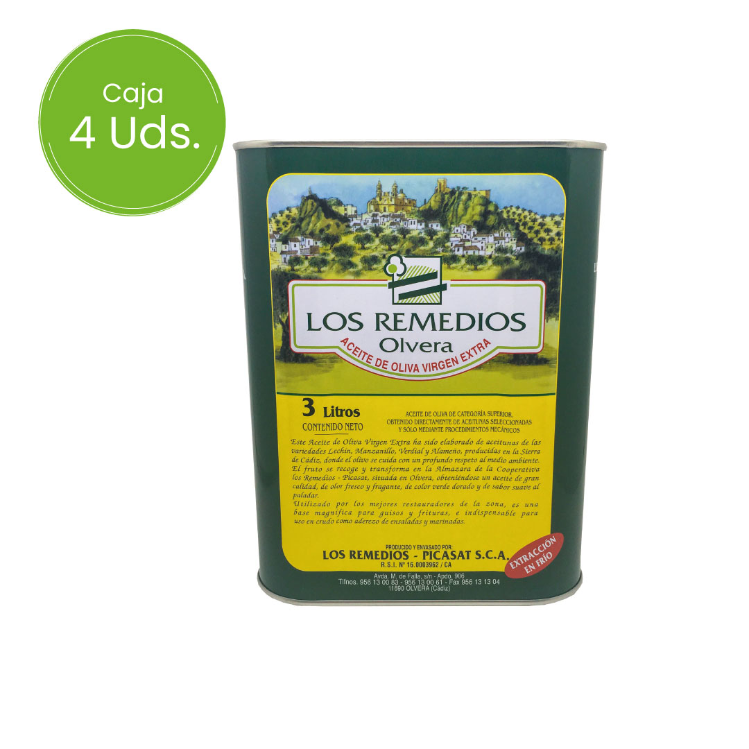 Aceite de Oliva Virgen Extra Los Remedios Lata 3L – Caja 4 Uds.